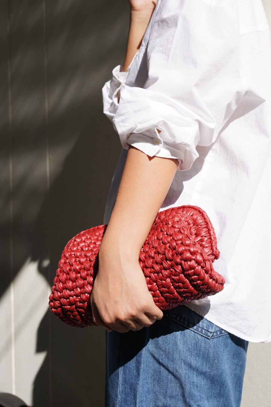 Handmade Woven Clutch Bag β High-Quality Retro Design in Vintage Blue | Aunty Woven