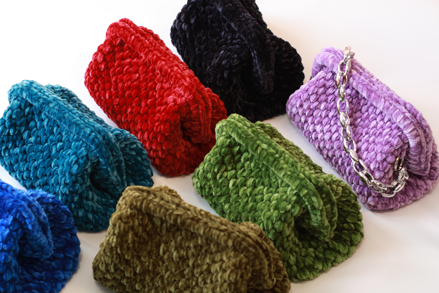 Handmade Velvet Crochet Clutch – Dark Elegant Evening Bag | Aunty Woven