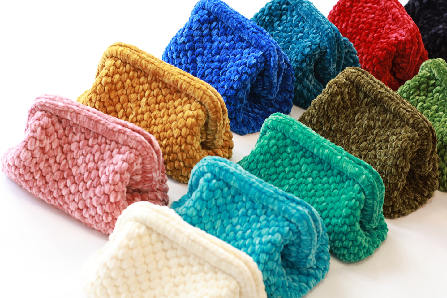 Handmade Velvet Crochet Clutch – Sapphire Blue Elegant Evening Bag | Aunty Woven