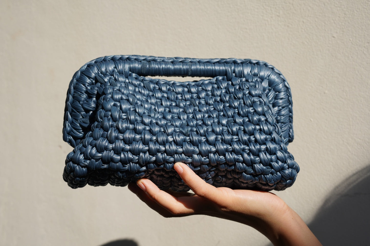Handmade Woven Clutch Bag – High-Quality Retro Design in Vintage Blue | Aunty Woven