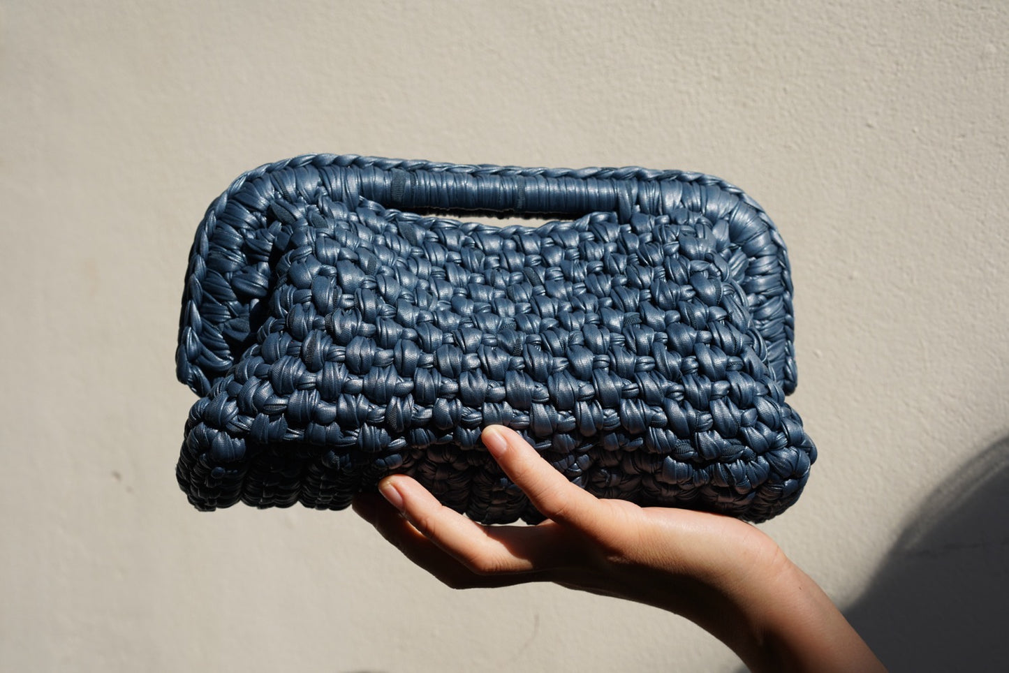 Handmade Woven Clutch Bag – High-Quality Retro Design in Vintage Blue | Aunty Woven