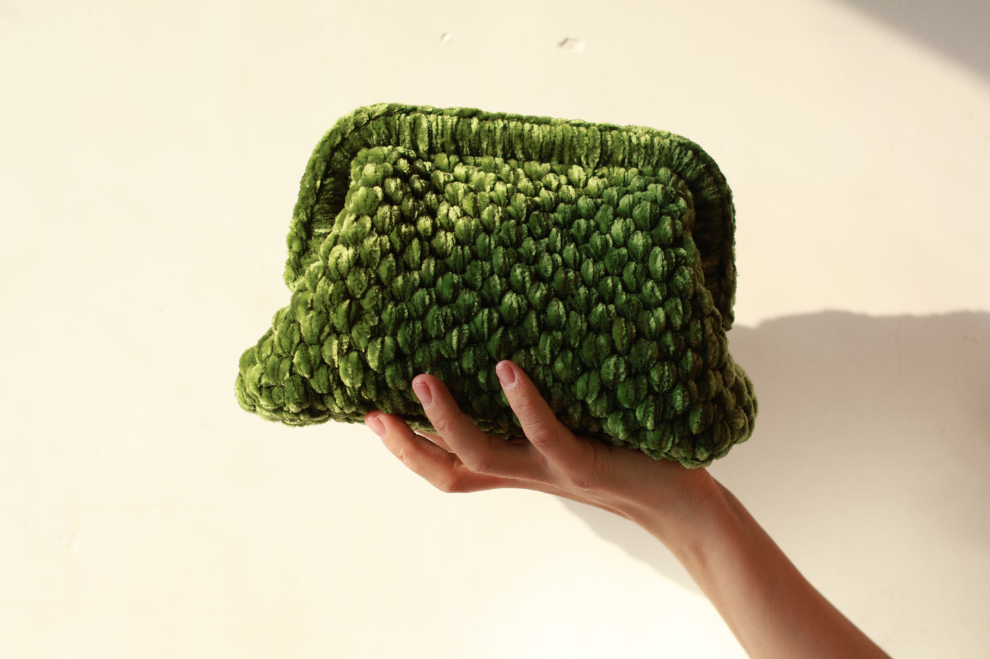 Velvet Crochet Clutch Dark Green - Aunty