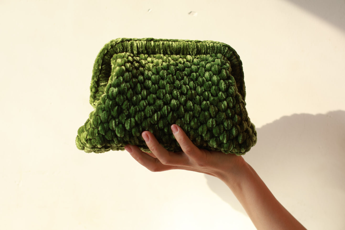 Velvet Crochet Clutch Dark Green - Aunty