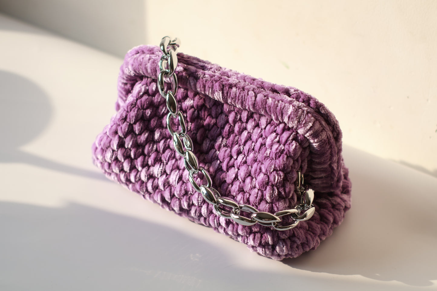 Velvet Crochet Clutch Purple - Aunty