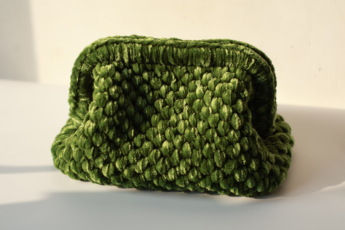 Velvet Crochet Clutch Dark Green - Aunty