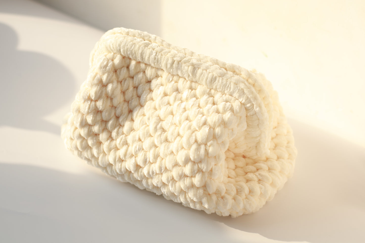 Velvet Crochet Clutch White - Aunty