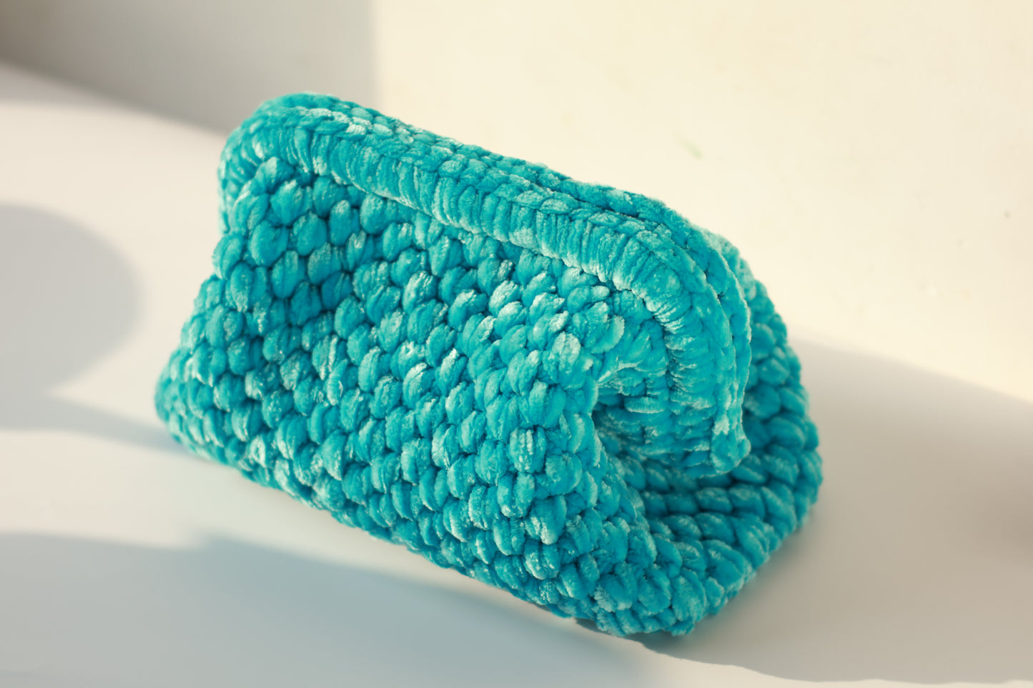 Velvet Crochet Clutch Light Blue - Aunty