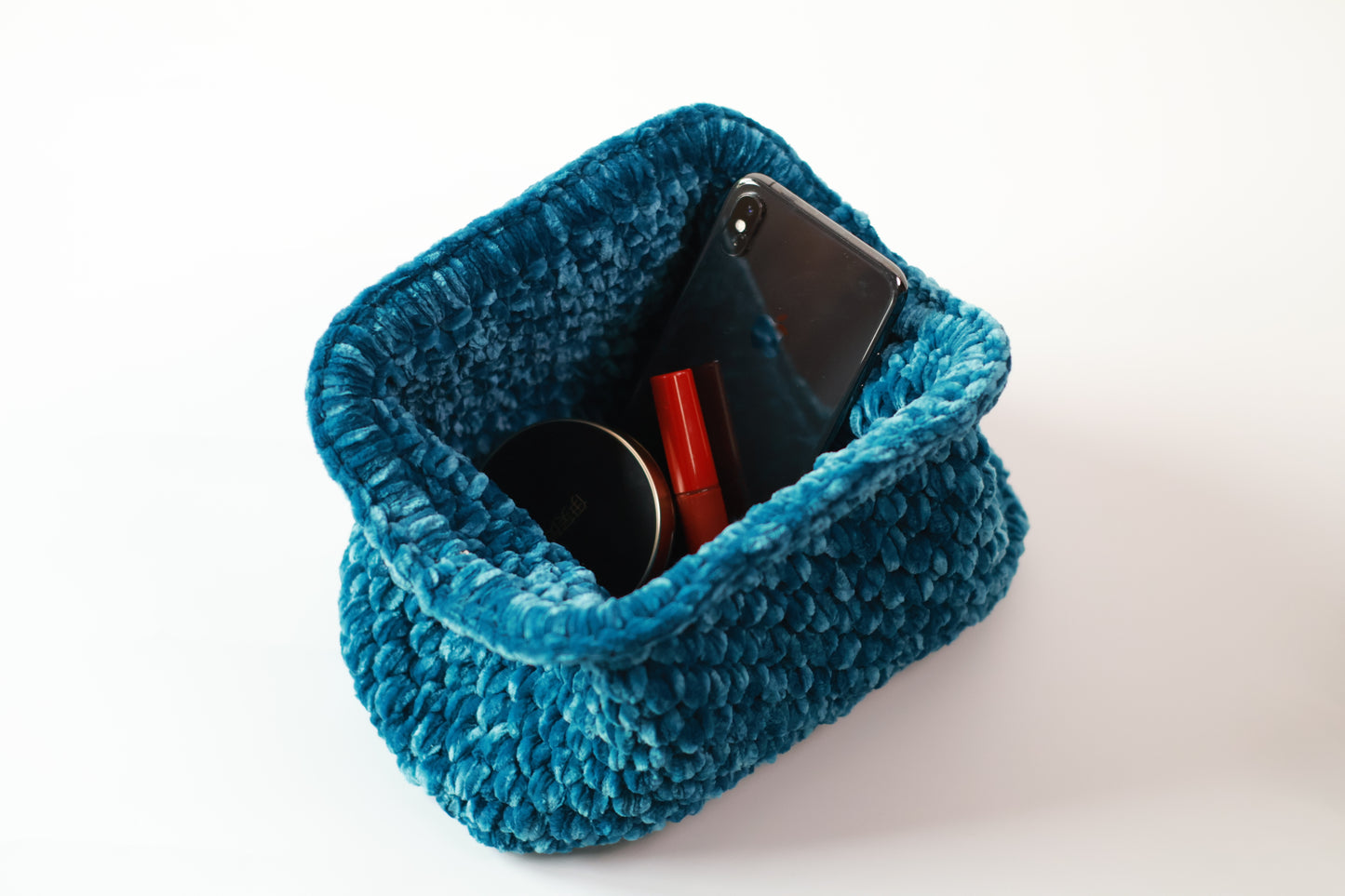 Velvet Crochet Clutch Light Blue - Aunty