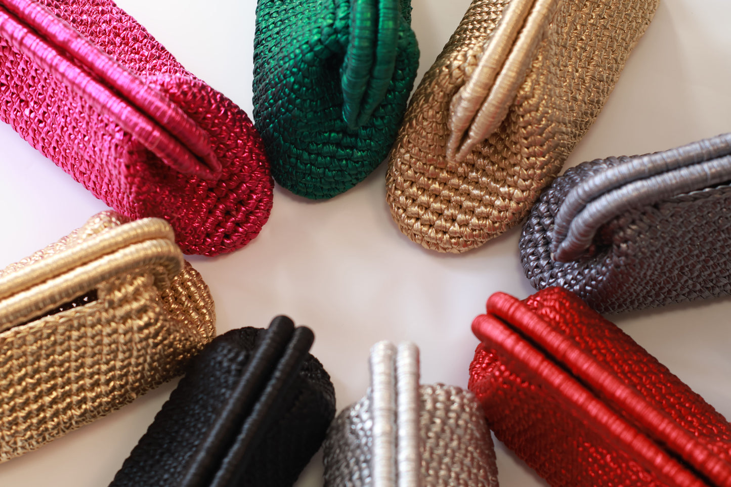 Handmade Mini Crochet Clutch – Brown Metallic Evening Bag | Aunty Woven