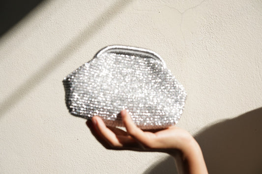 Mini Woven Wallet in Premium Silver | Aunty Woven