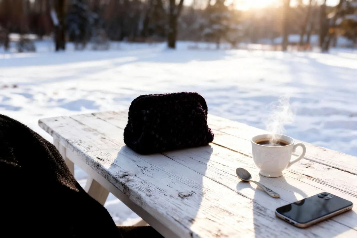 Handmade Velvet Crochet Clutch – Dark Elegant Evening Bag | Aunty Woven